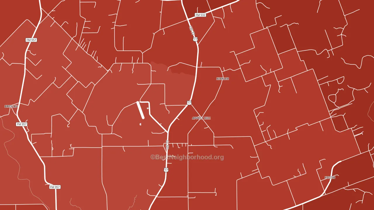 Kinkler, TX block-group political-lean map