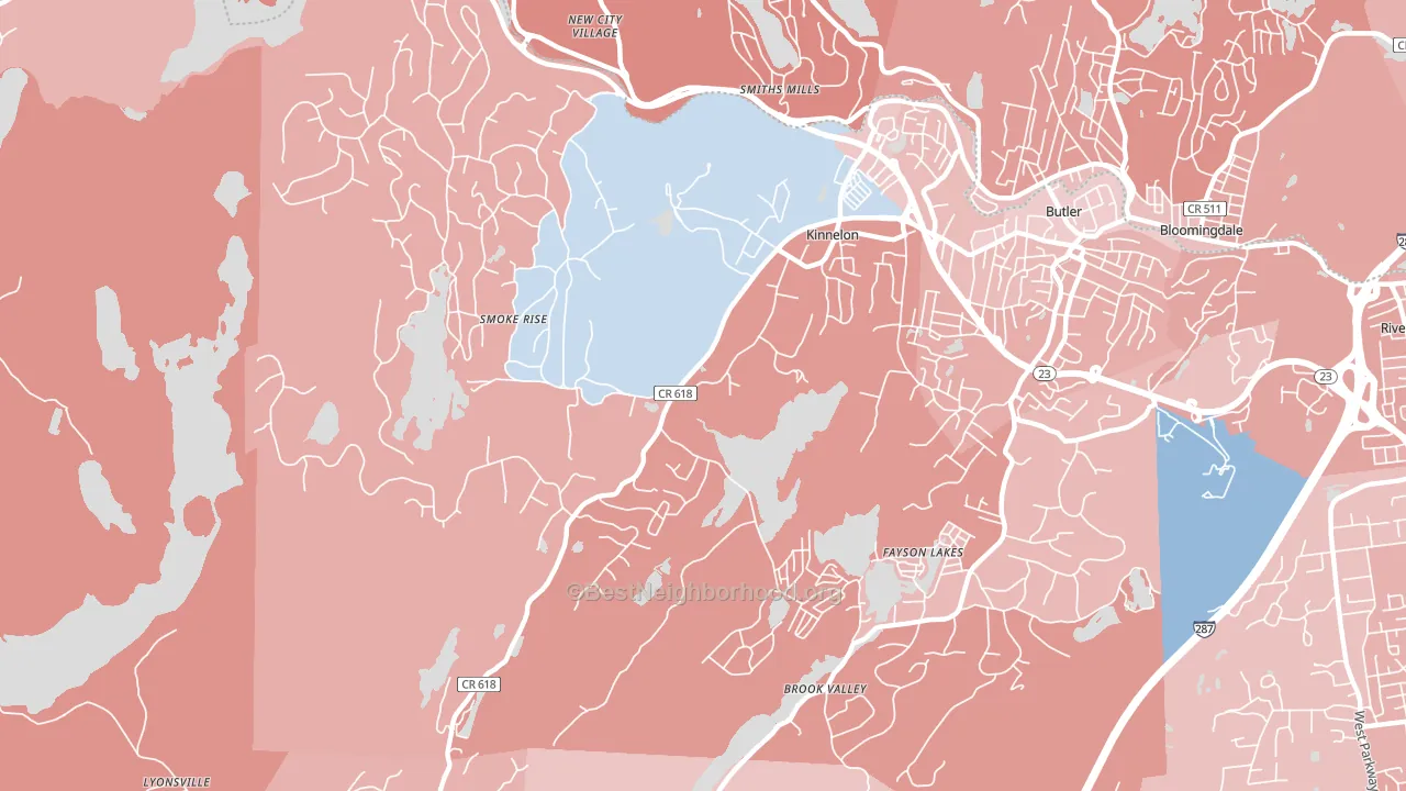 Kinnelon, NJ block-group political-lean map