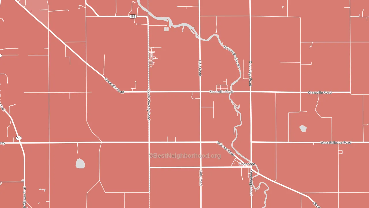 Kinneville, MI block-group political-lean map