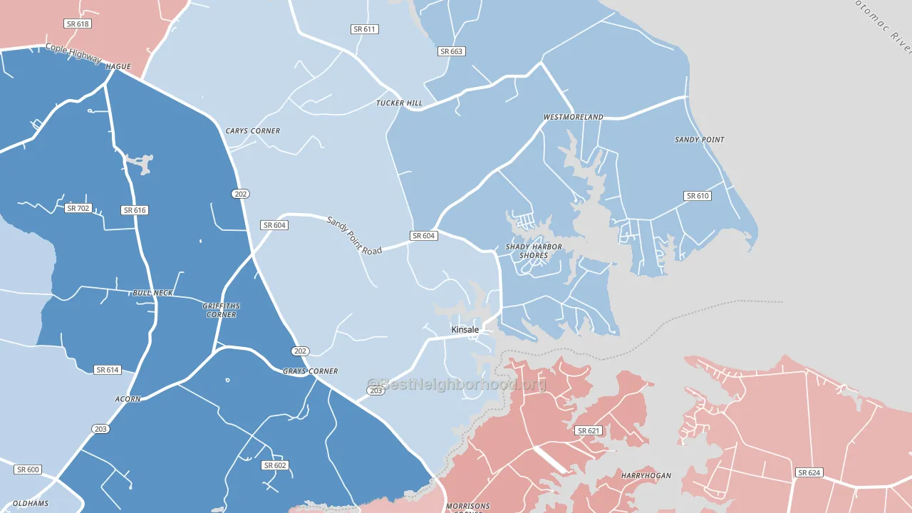 Kinsale, VA block-group political-lean map