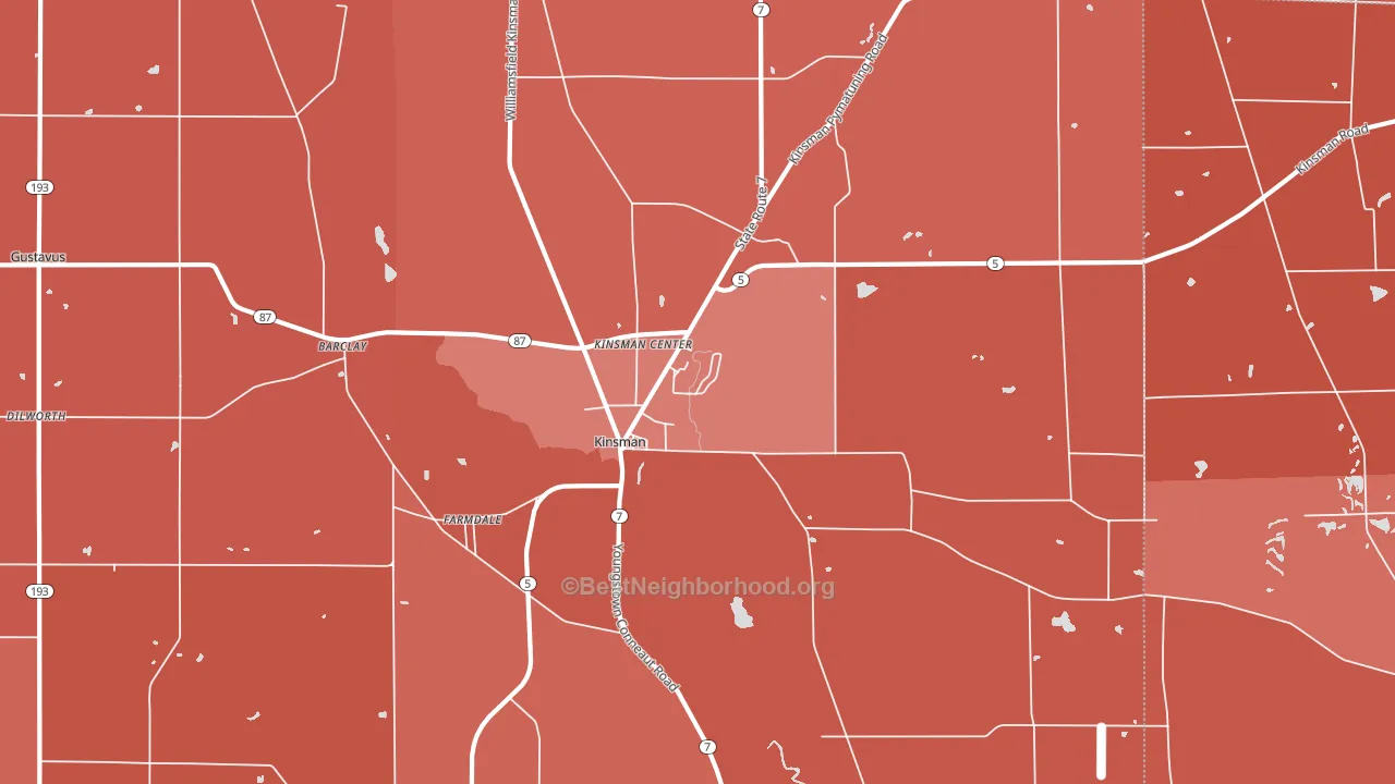Kinsman, OH block-group political-lean map