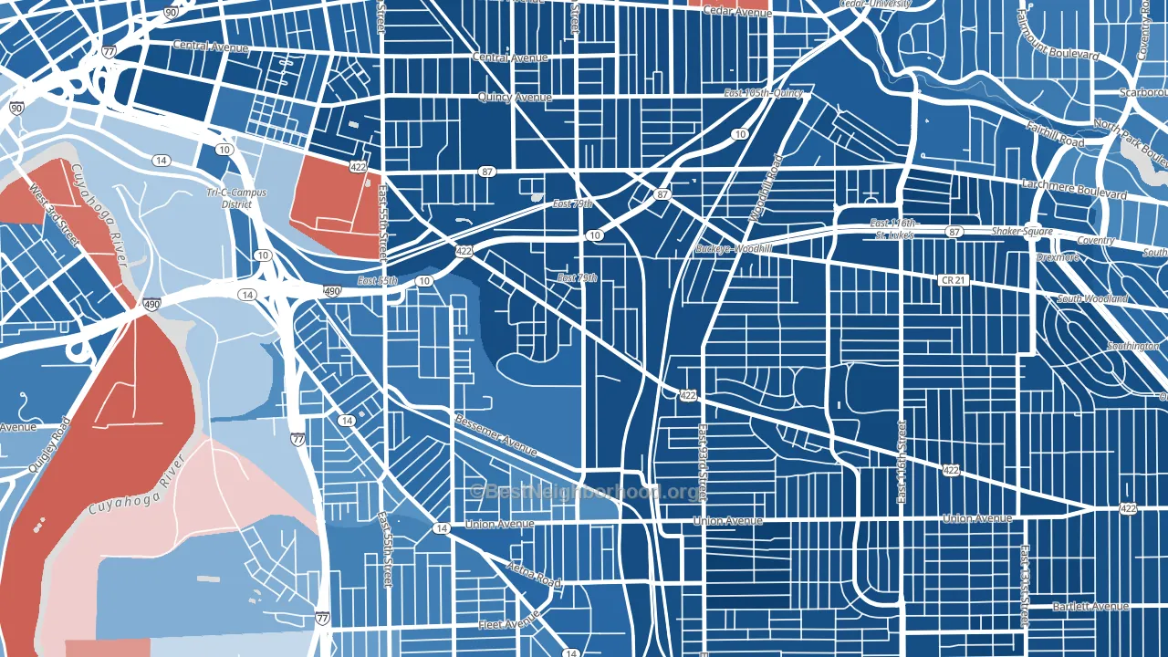 Kinsmith, Cleveland, OH block-group political-lean map