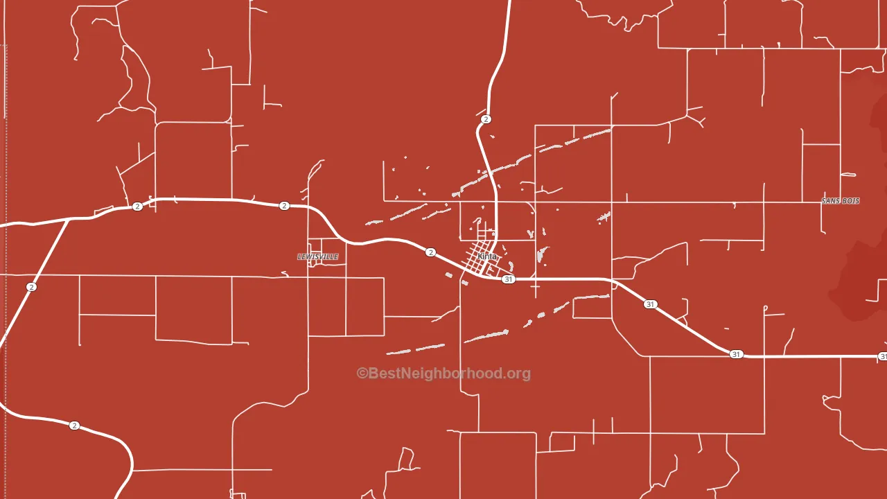 Kinta, OK block-group political-lean map