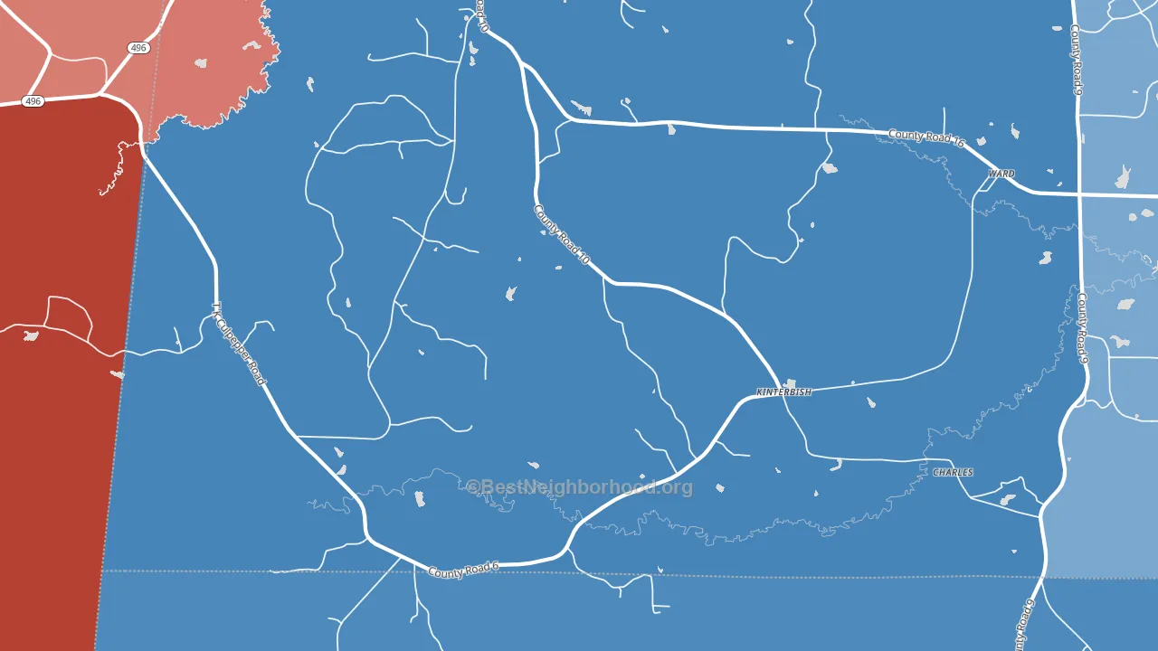 Kinterbish, AL block-group political-lean map