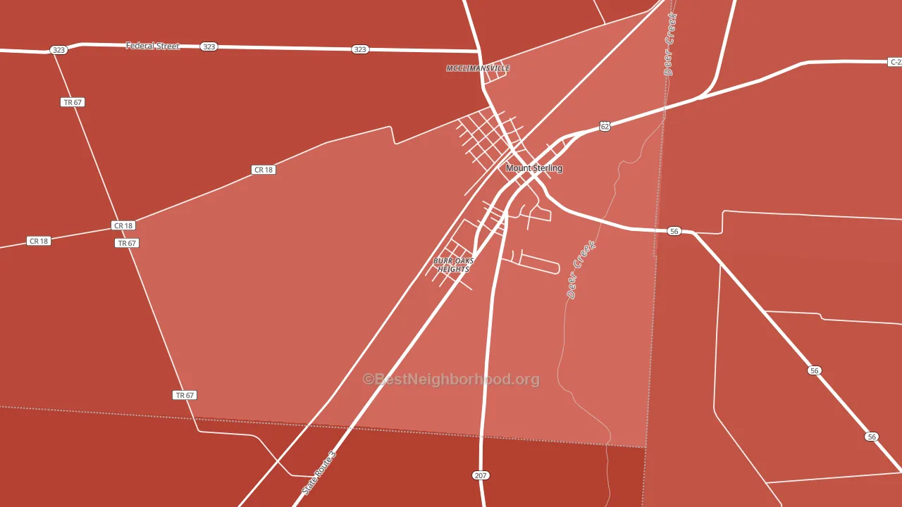 Kiousville, OH block-group political-lean map