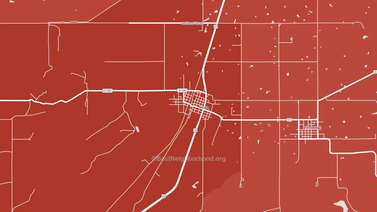 Kiowa, OK block-group political-lean map