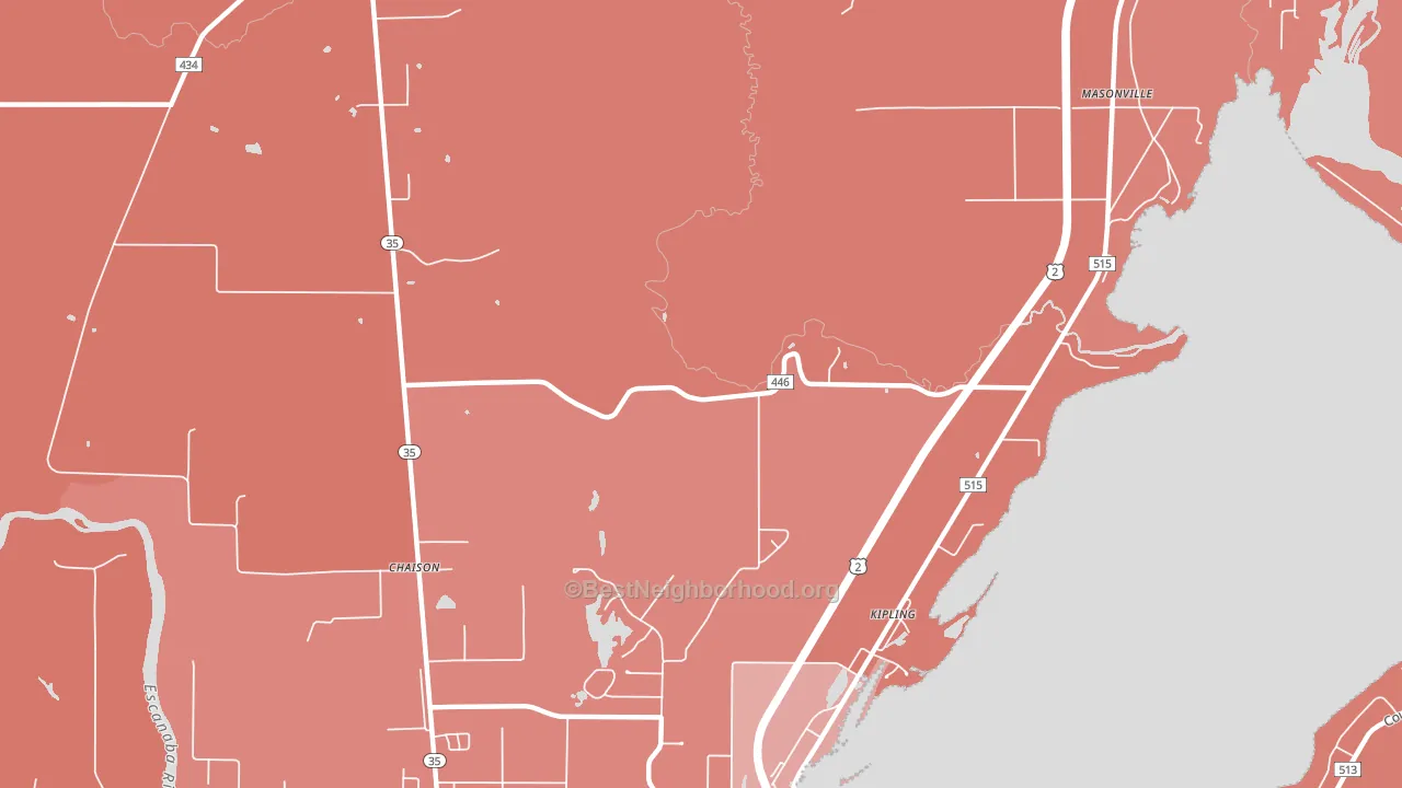 Kipling, MI block-group political-lean map