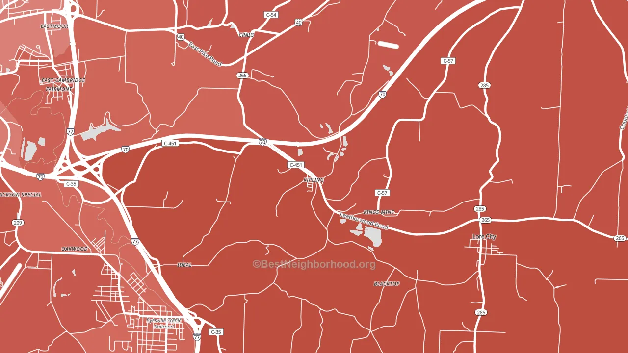 Kipling, OH block-group political-lean map