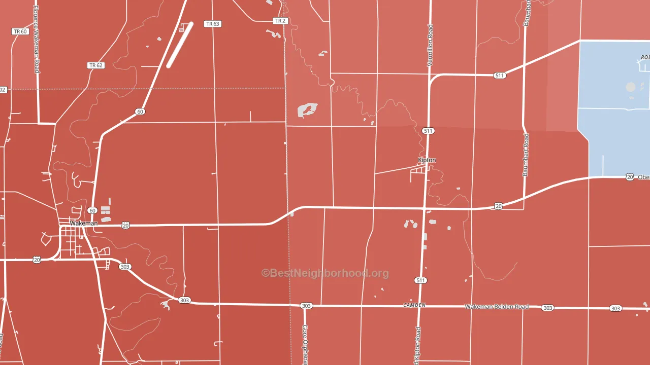 Kipton, OH block-group political-lean map