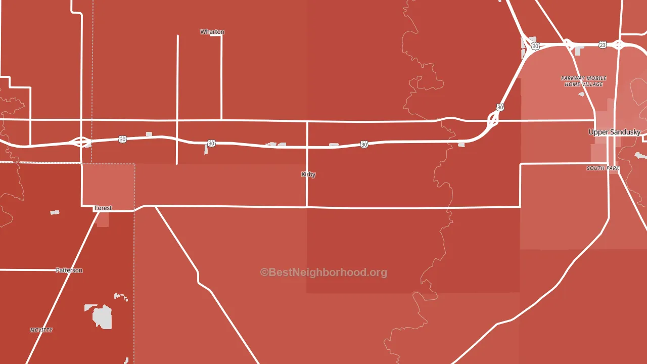 Kirby, OH block-group political-lean map