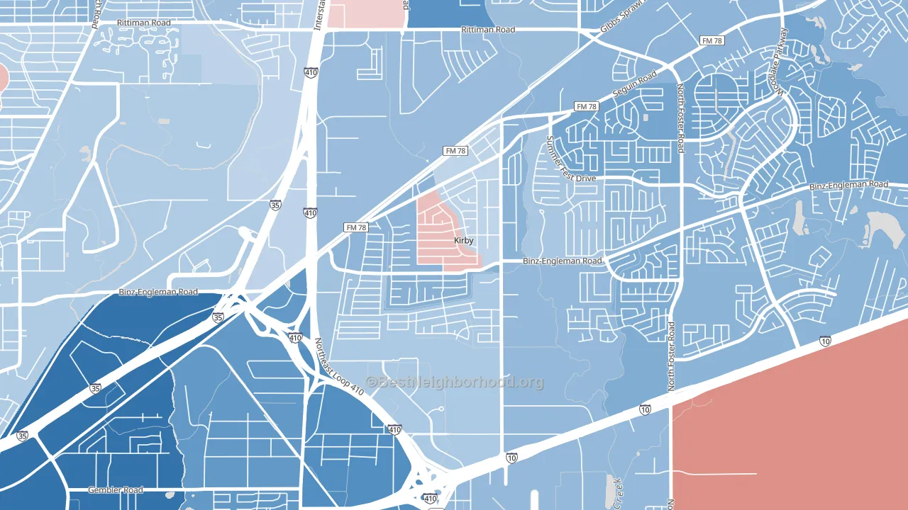 Kirby, TX block-group political-lean map