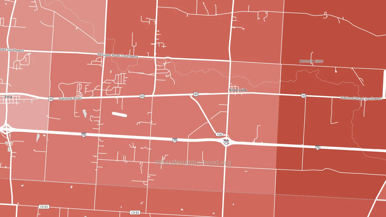 Kirkersville, OH block-group political-lean map