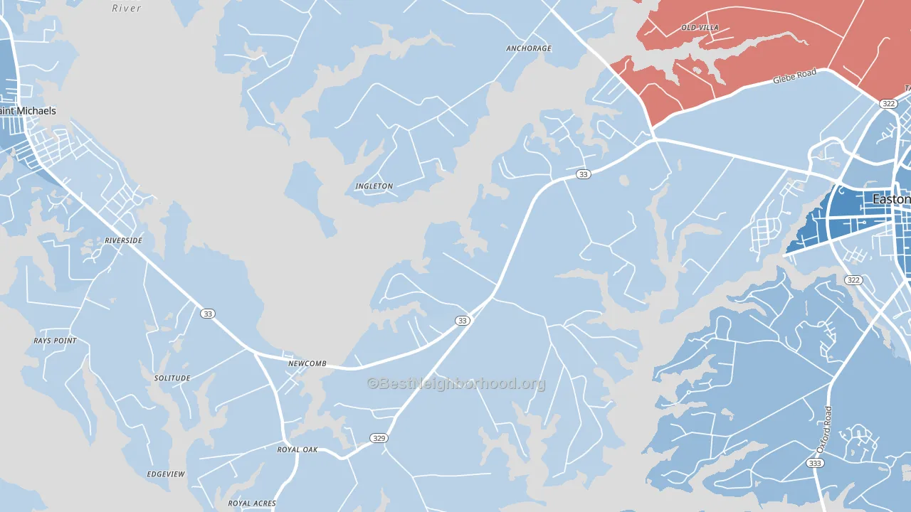 Kirkham, MD block-group political-lean map