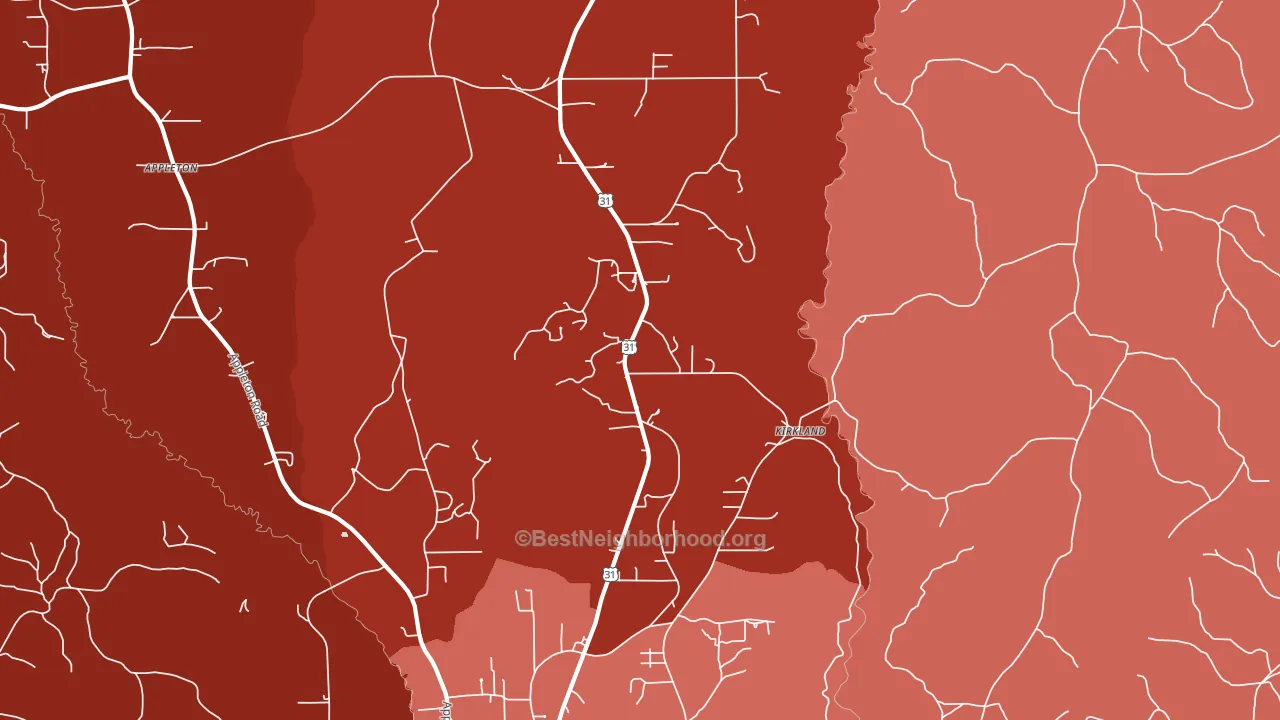 Kirkland, AL block-group political-lean map