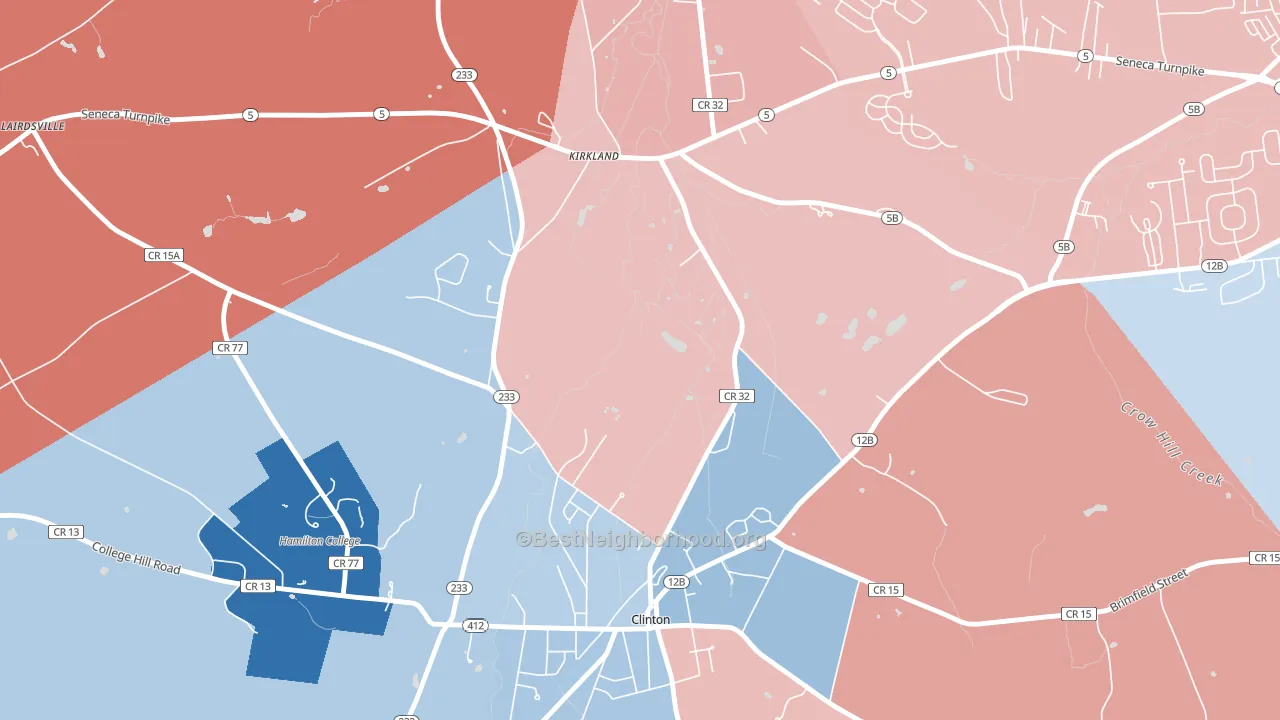 Kirkland, NY block-group political-lean map