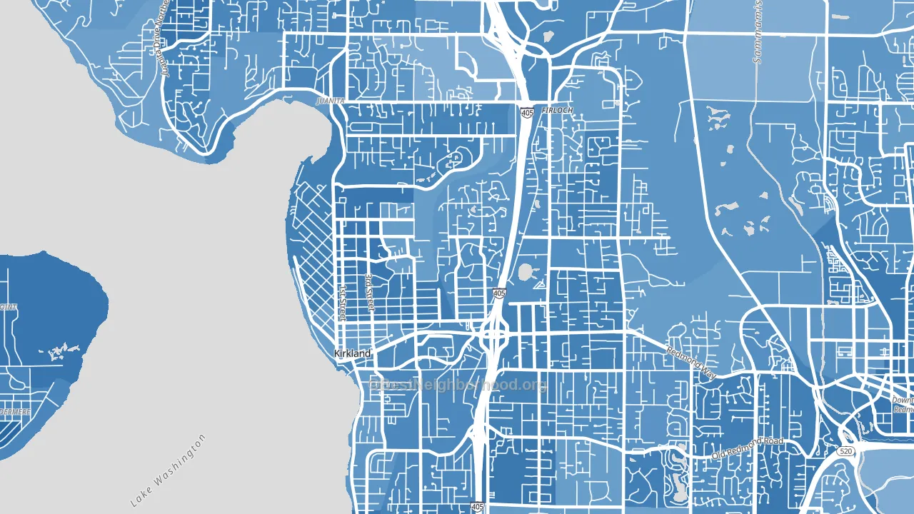 Kirkland, WA block-group political-lean map