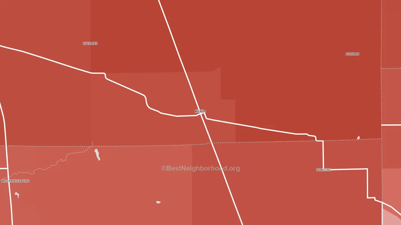 Kirklin, IN block-group political-lean map