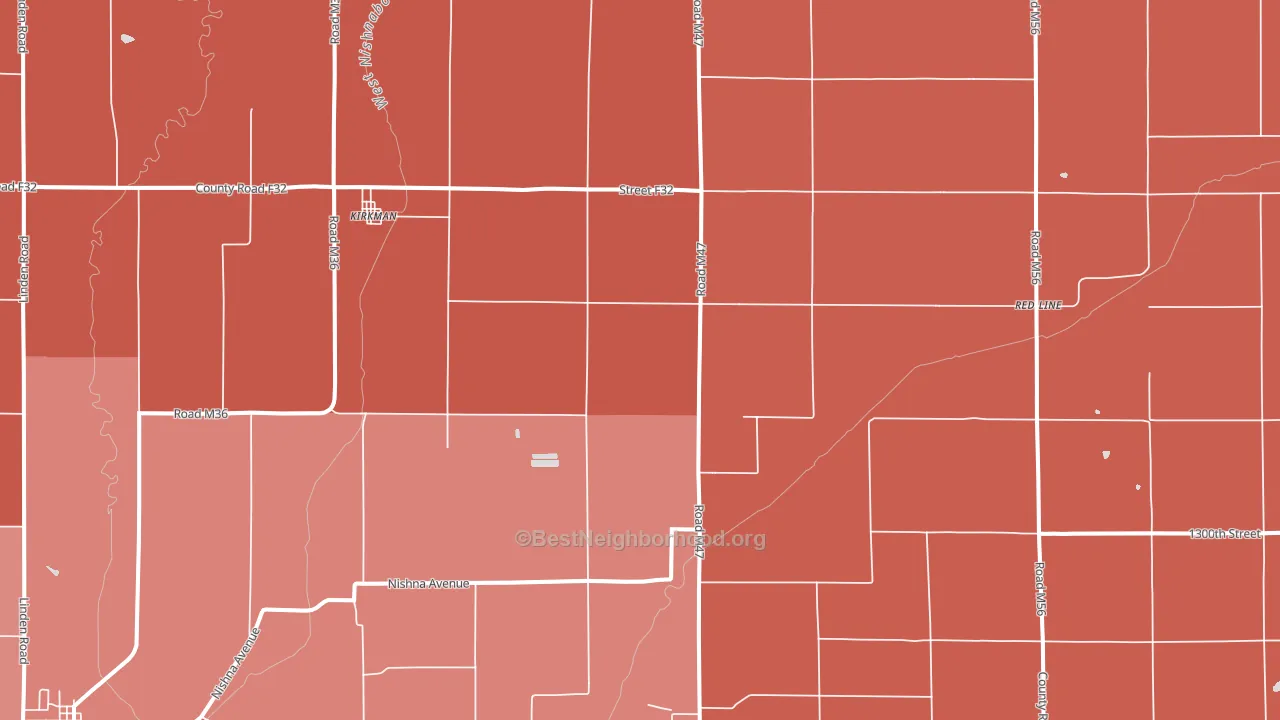 Kirkman, IA block-group political-lean map
