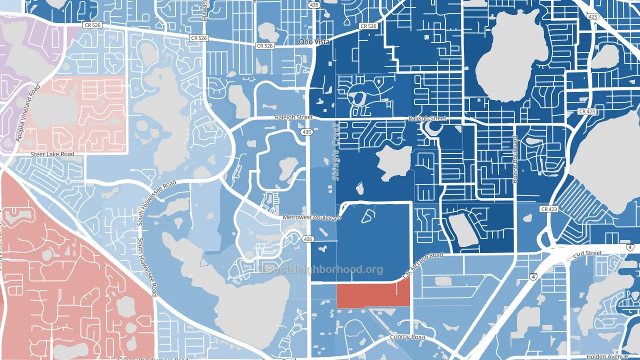 Kirkman North, Orlando, FL block-group political-lean map