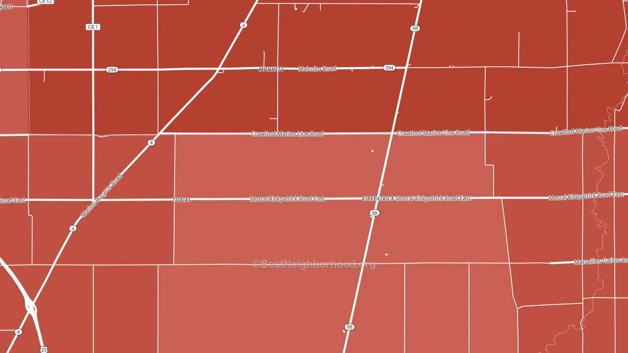 Kirkpatrick, OH block-group political-lean map