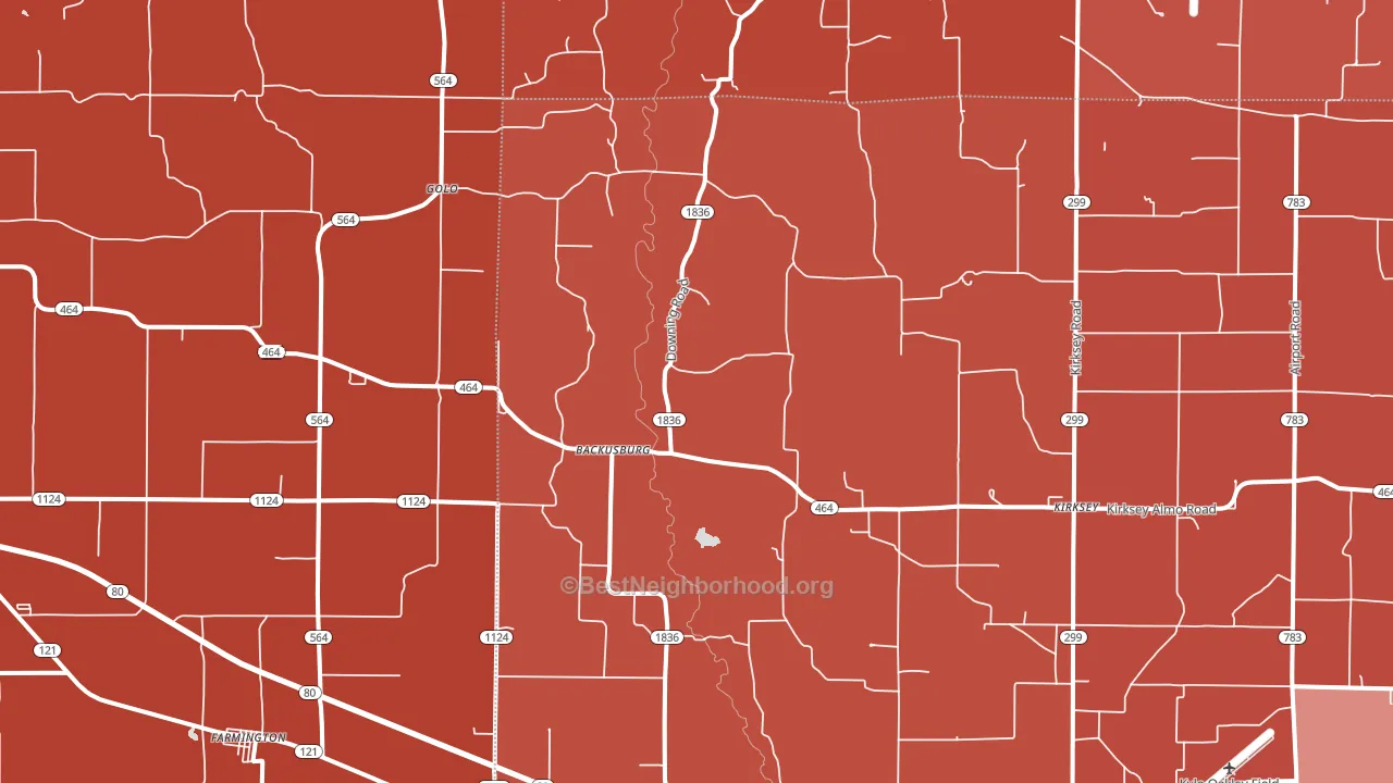 Kirksey, KY block-group political-lean map