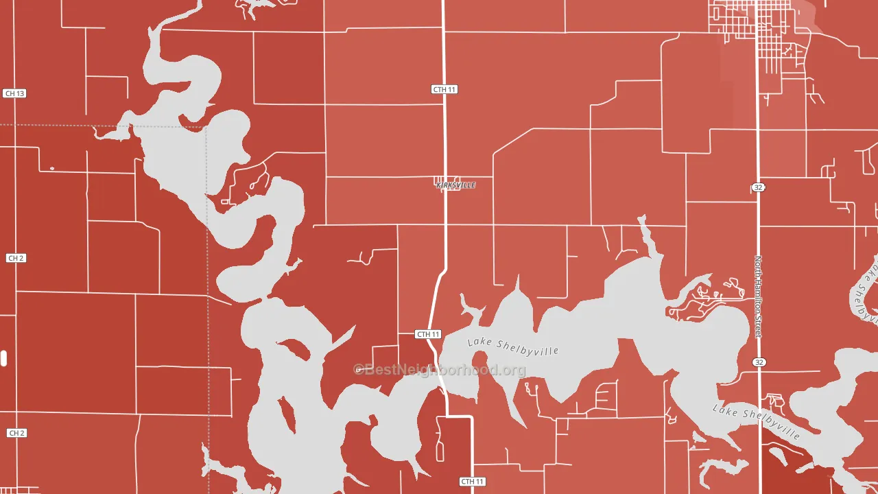 Kirksville, IL block-group political-lean map