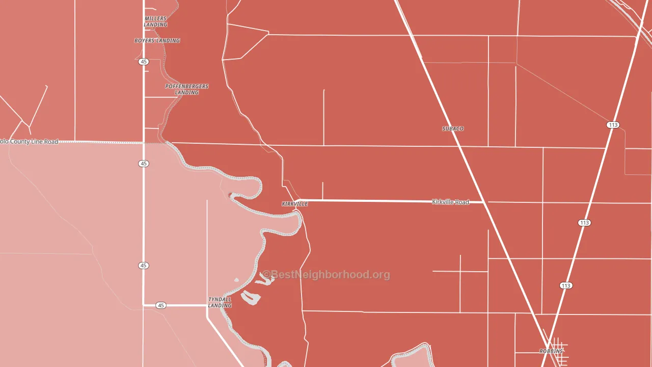 Kirkville, CA block-group political-lean map