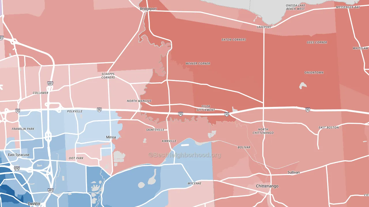 Kirkville, NY block-group political-lean map