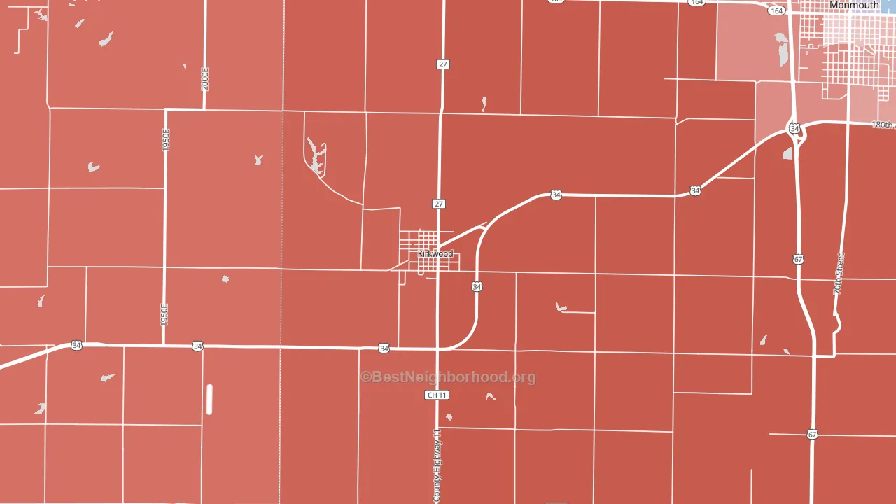 Kirkwood, IL block-group political-lean map