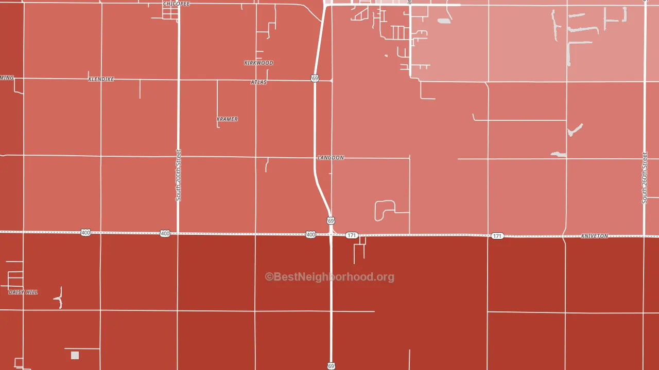 Kirkwood, KS block-group political-lean map