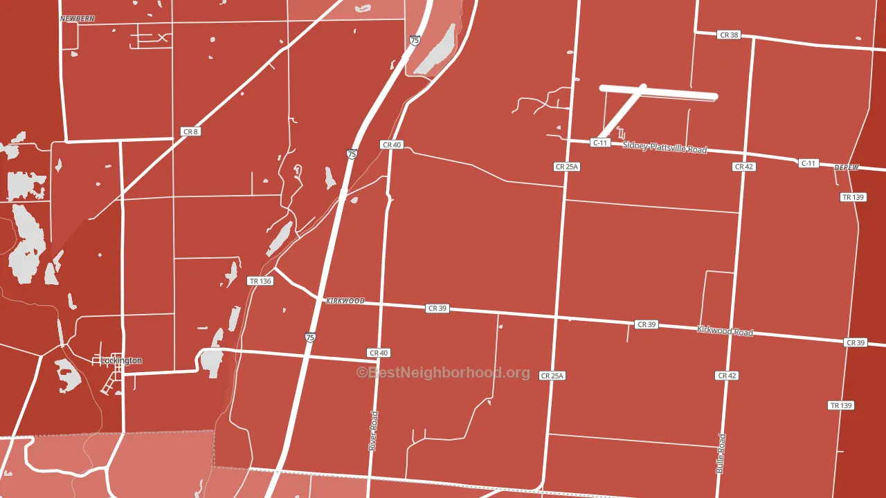Kirkwood, OH block-group political-lean map