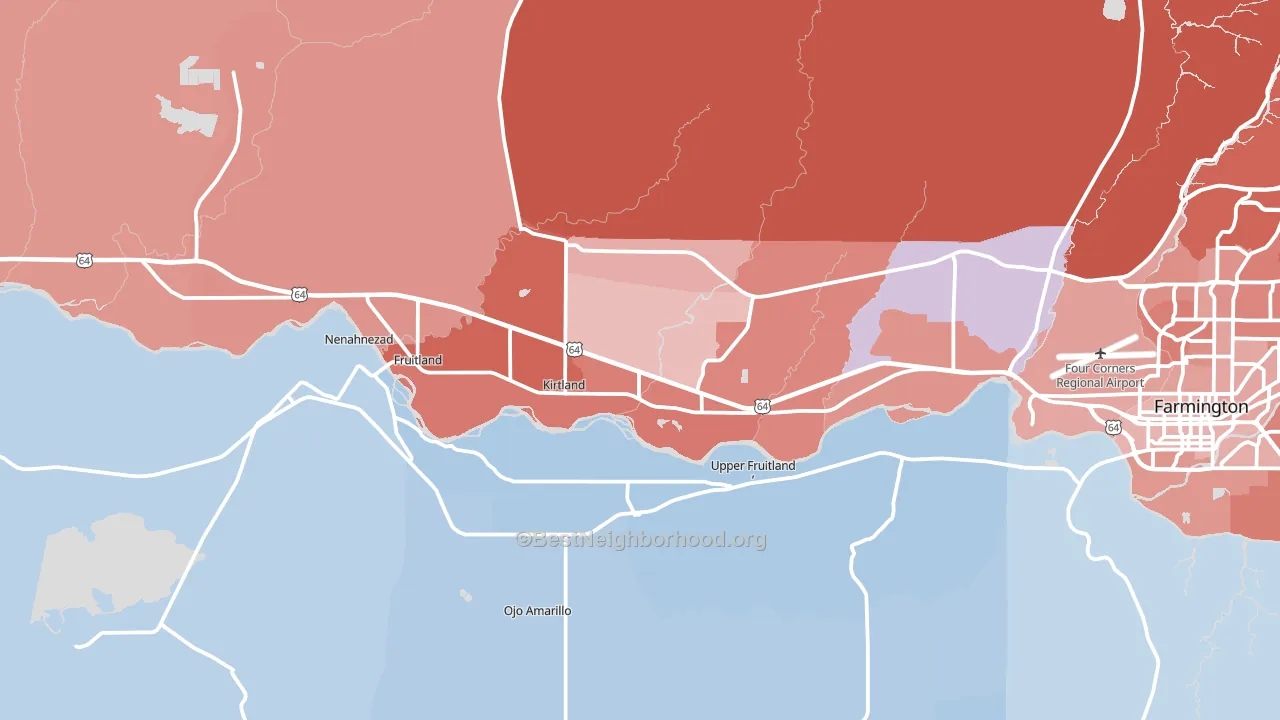 Kirtland, NM block-group political-lean map