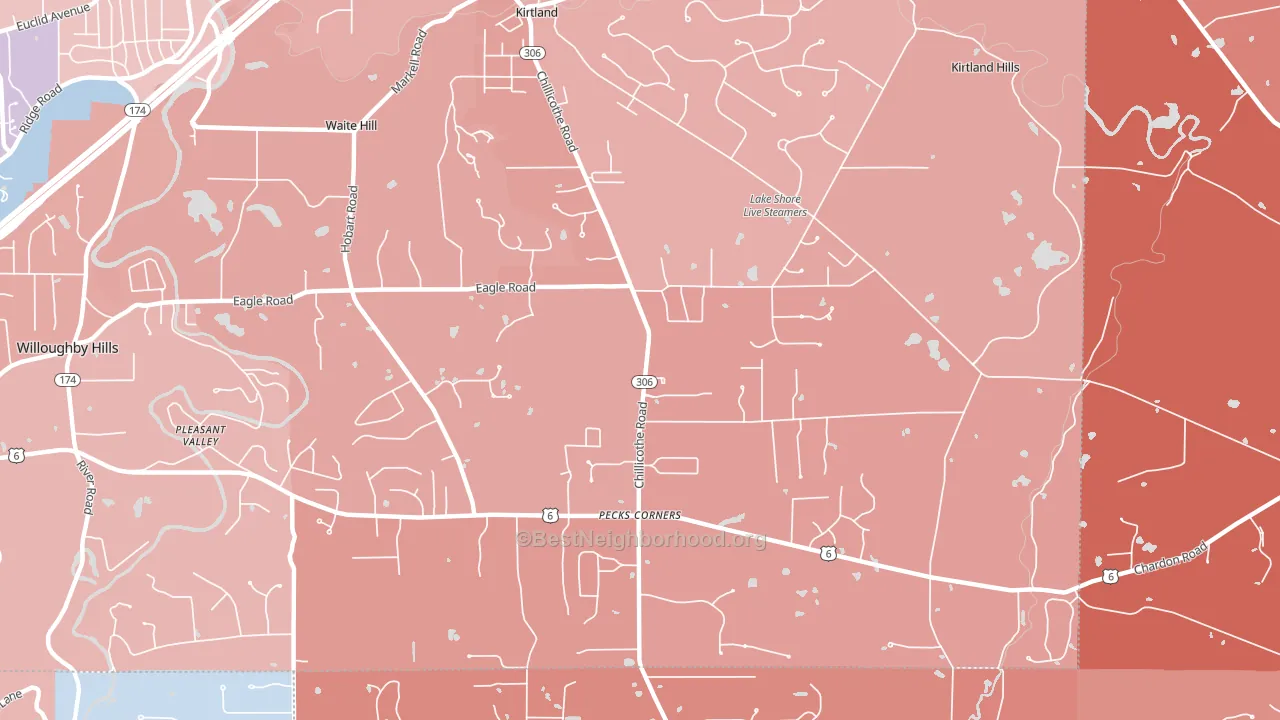 Kirtland, OH block-group political-lean map
