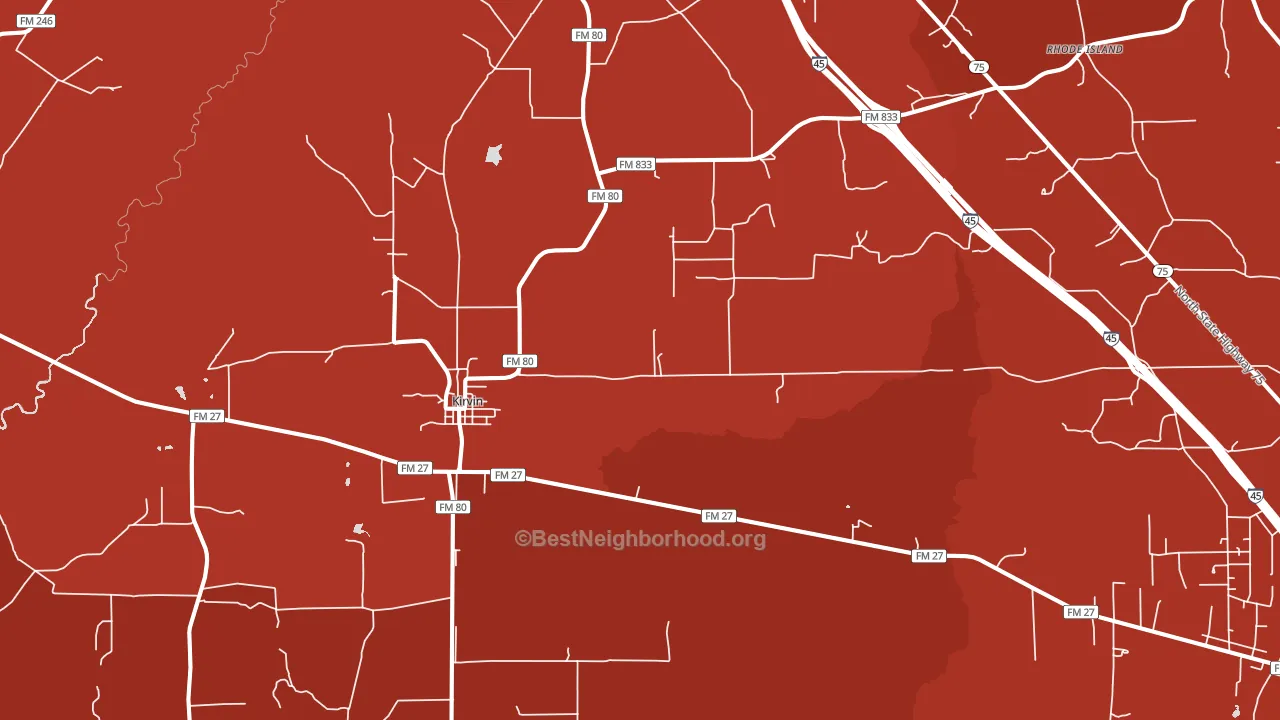 Kirvin, TX block-group political-lean map