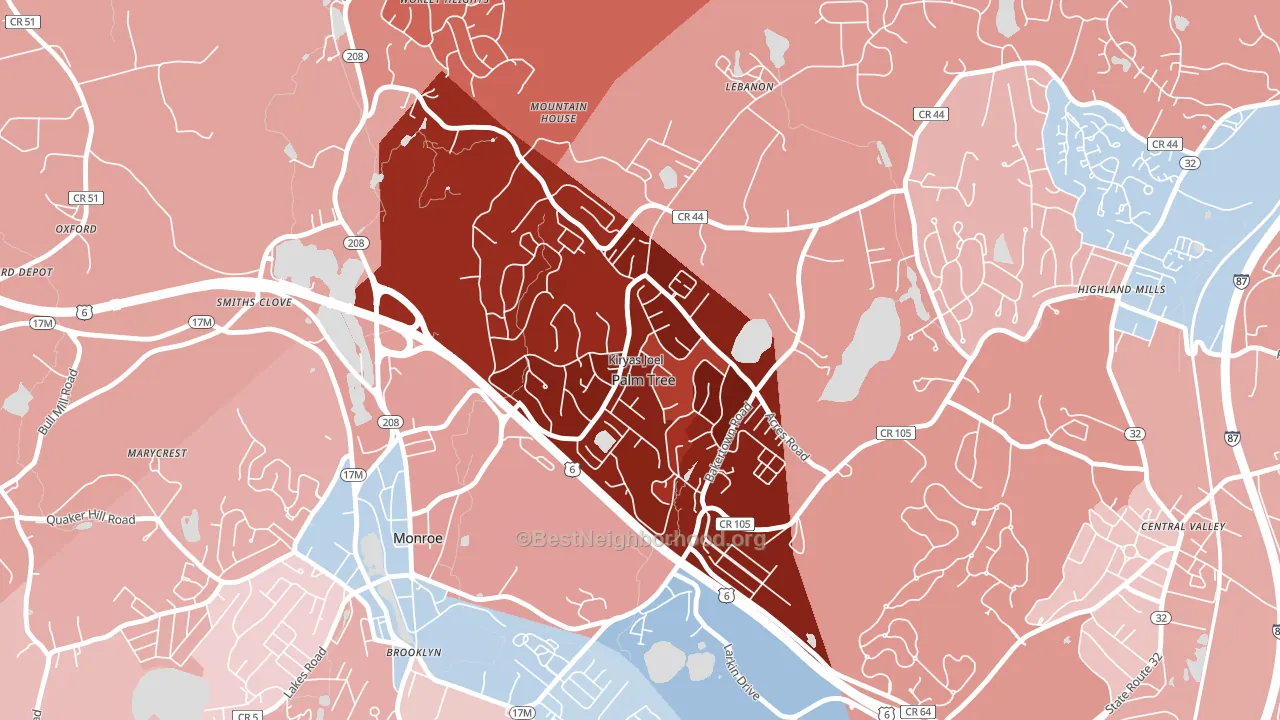 Kiryas Joel, NY block-group political-lean map