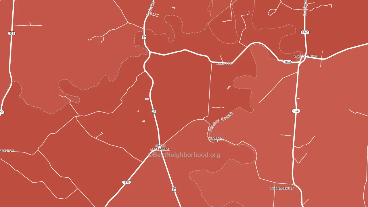 Kiserton, KY block-group political-lean map