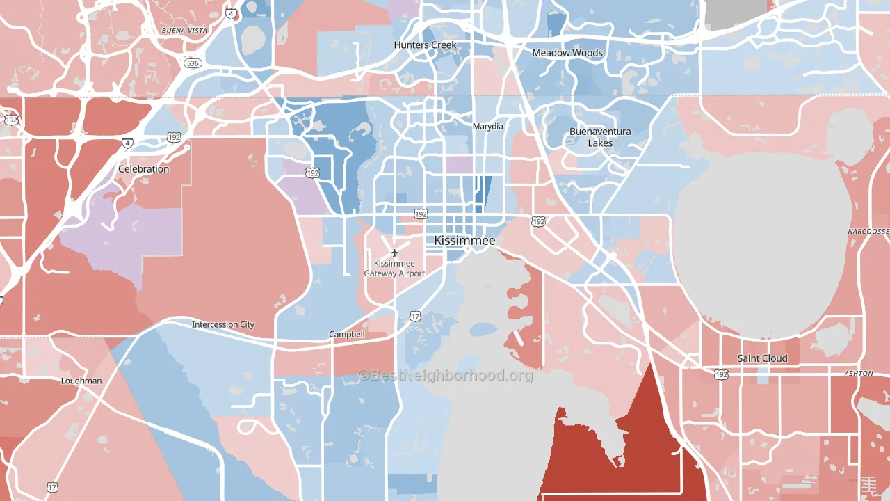 Kissimmee, FL block-group political-lean map