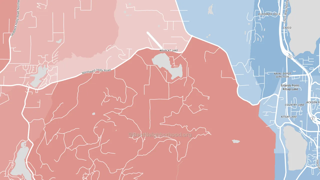 Kitsap Lake, WA block-group political-lean map
