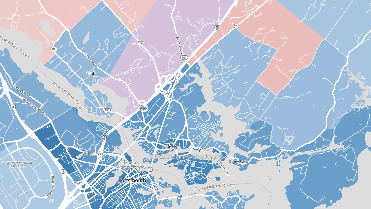 Kittery, ME block-group political-lean map