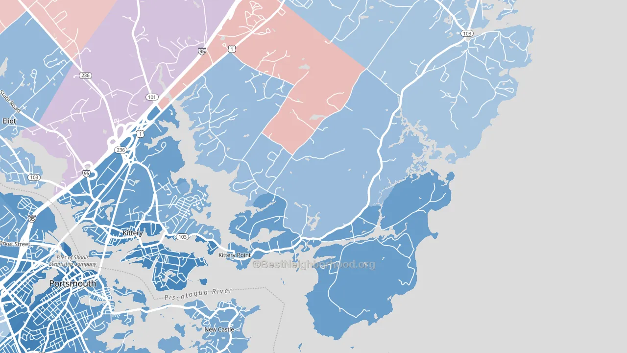 Kittery Point, ME block-group political-lean map