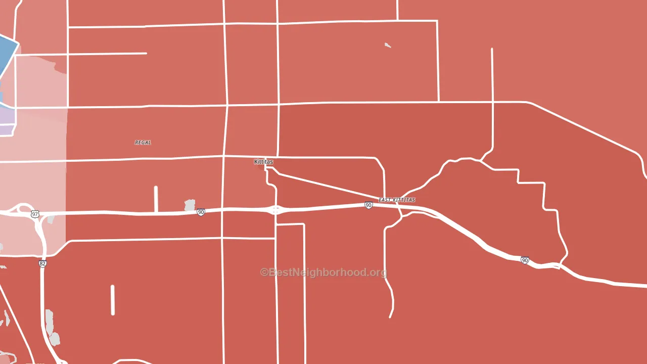 Kittitas, WA block-group political-lean map