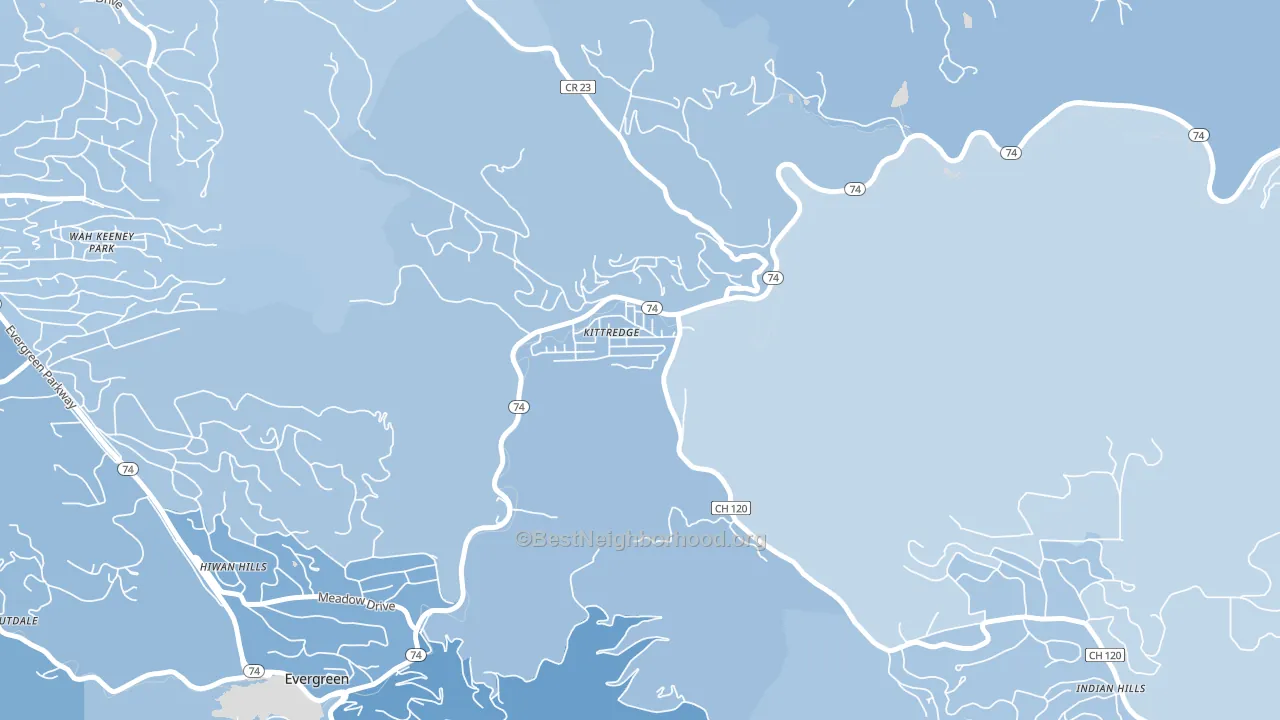 Kittredge, CO block-group political-lean map
