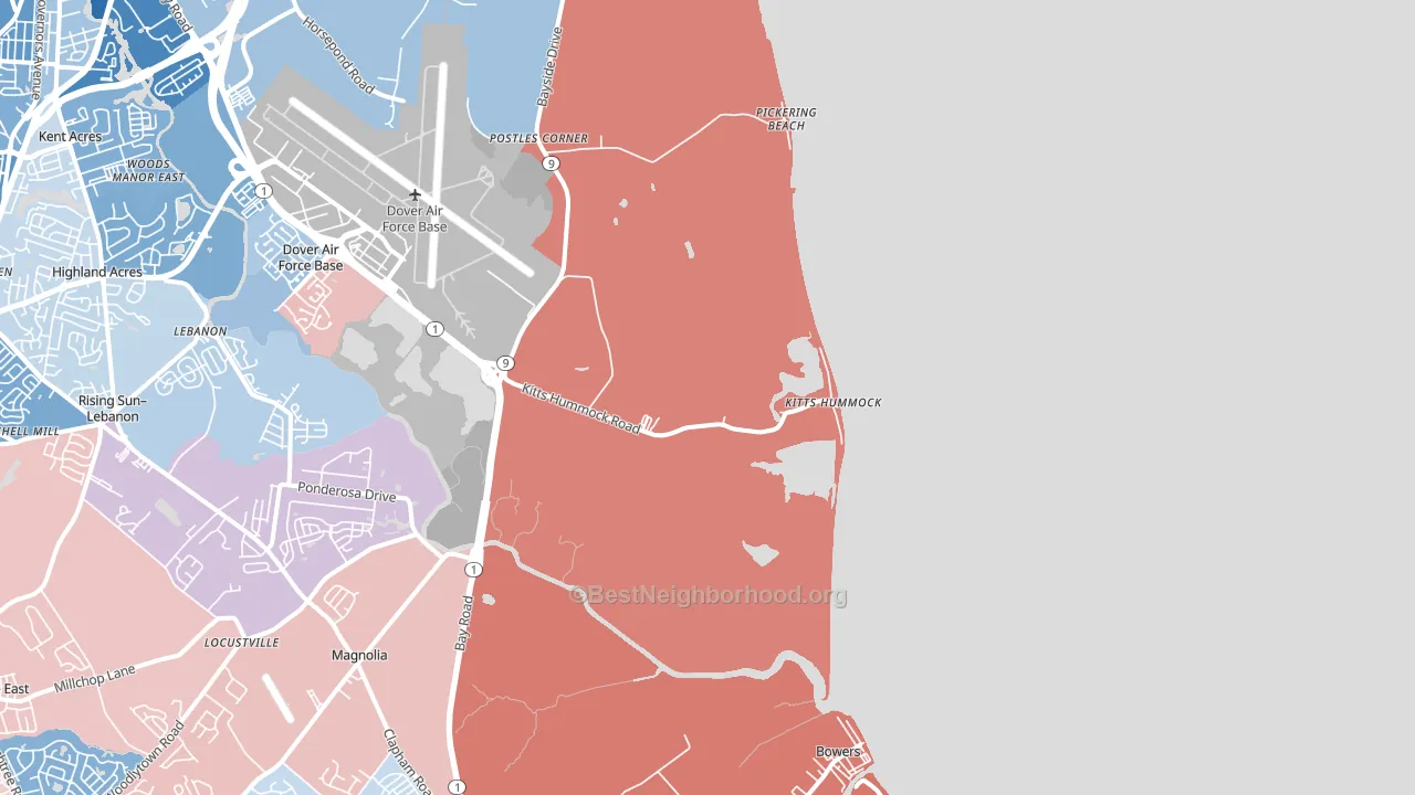 Kitts Hummock, DE block-group political-lean map