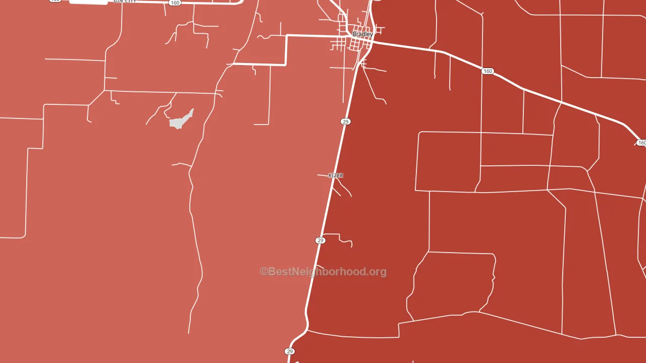 Kizer, AR block-group political-lean map