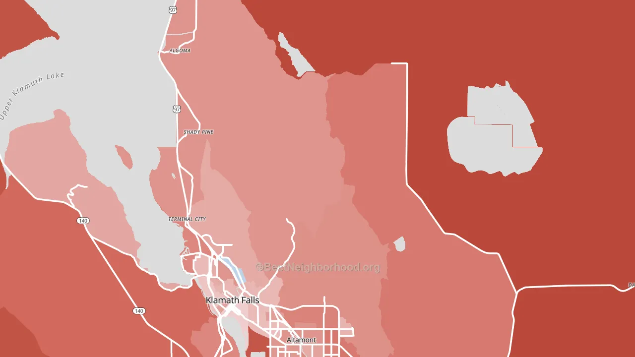 Klamath County, OR block-group political-lean map