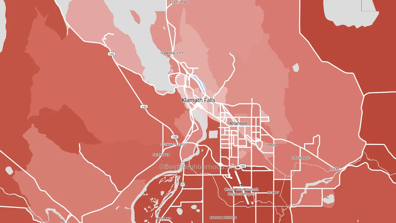 Klamath Falls, OR block-group political-lean map