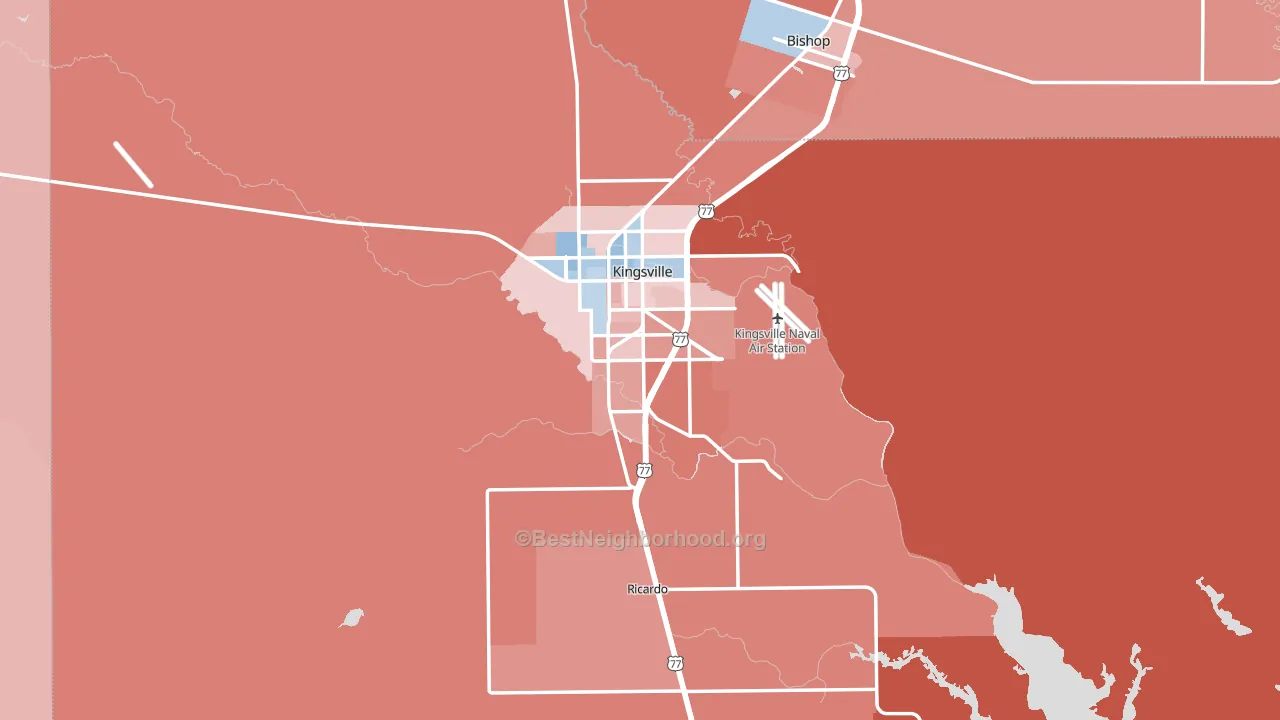 Kleberg County, TX block-group political-lean map