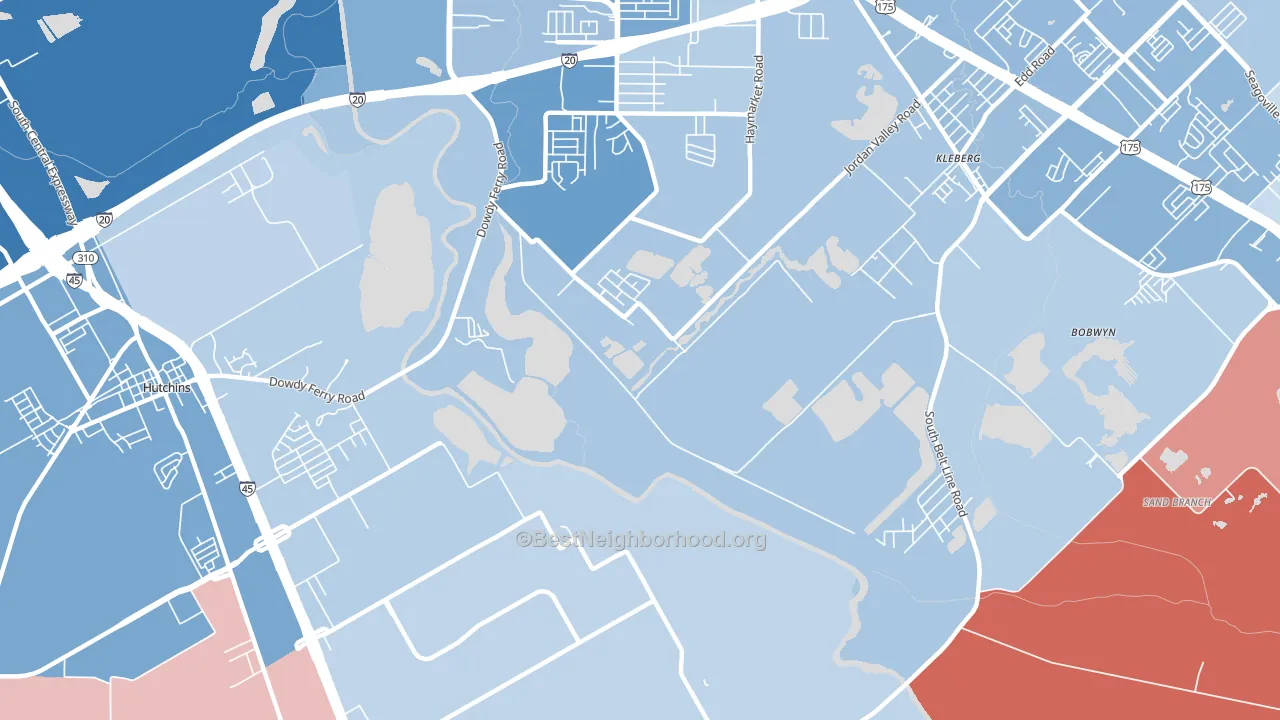 Kleberg, TX block-group political-lean map