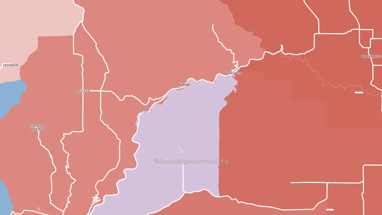 Klickitat County, WA block-group political-lean map