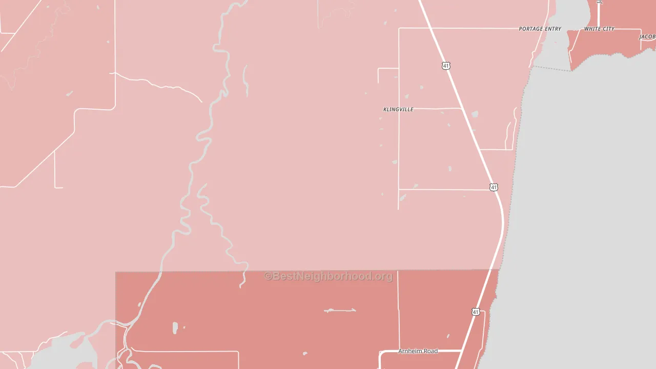 Klingville, MI block-group political-lean map